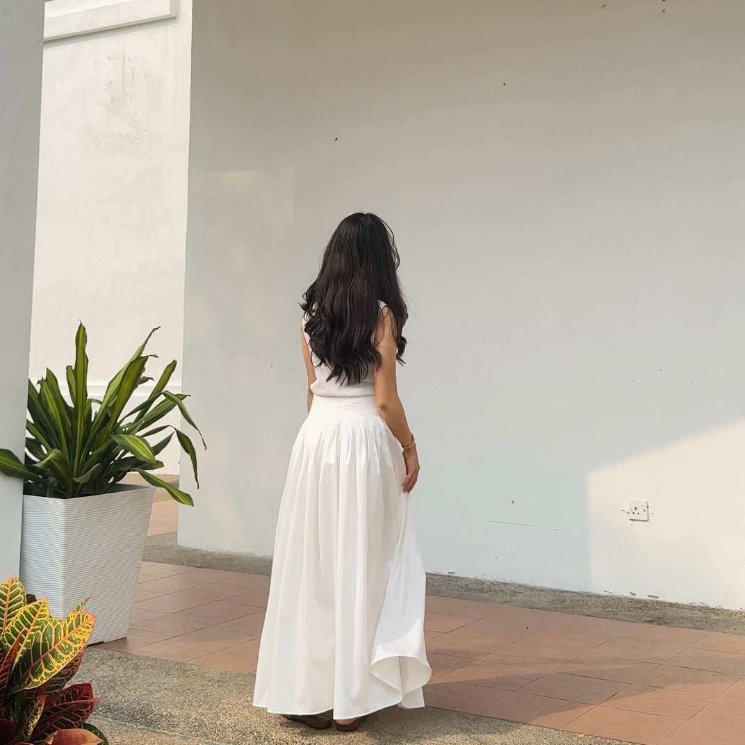 Flare Pleates Skirt in Cloudy