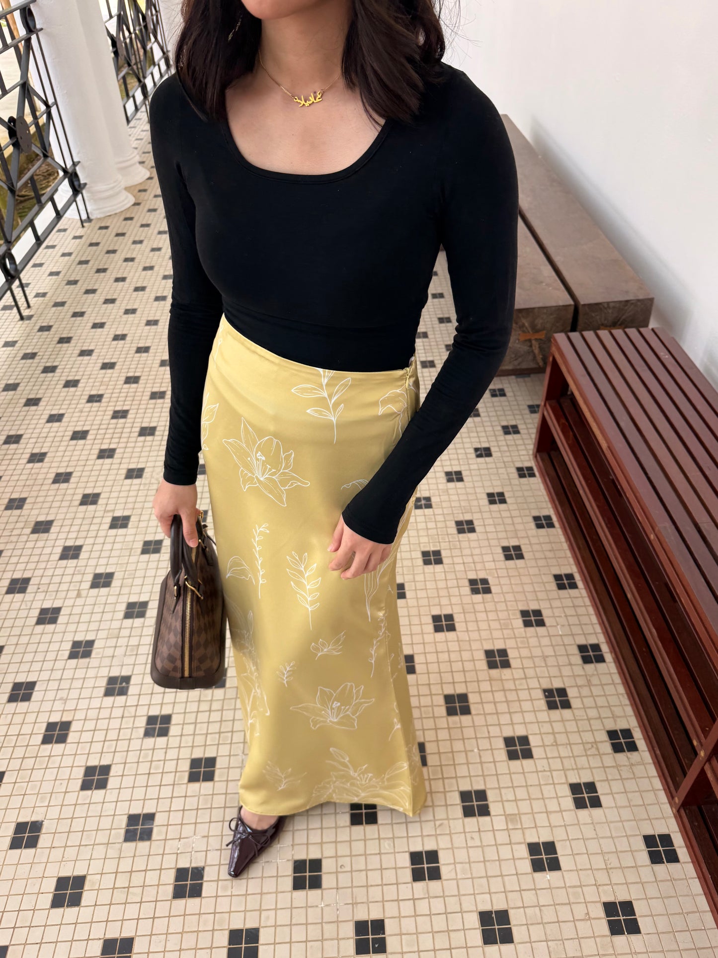 Lilly Bloom Maxi Skirt in Lime