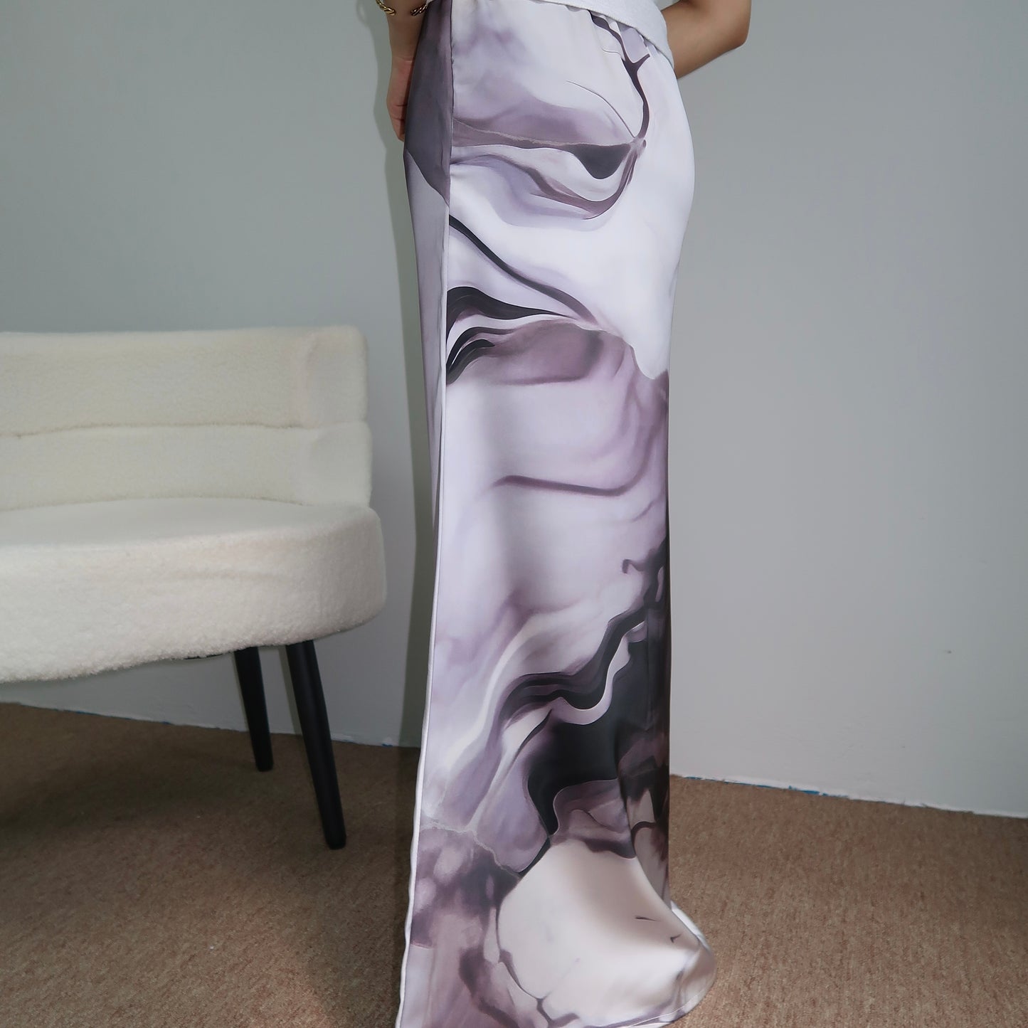 Classic Marble Skirt in Black Charcoal
