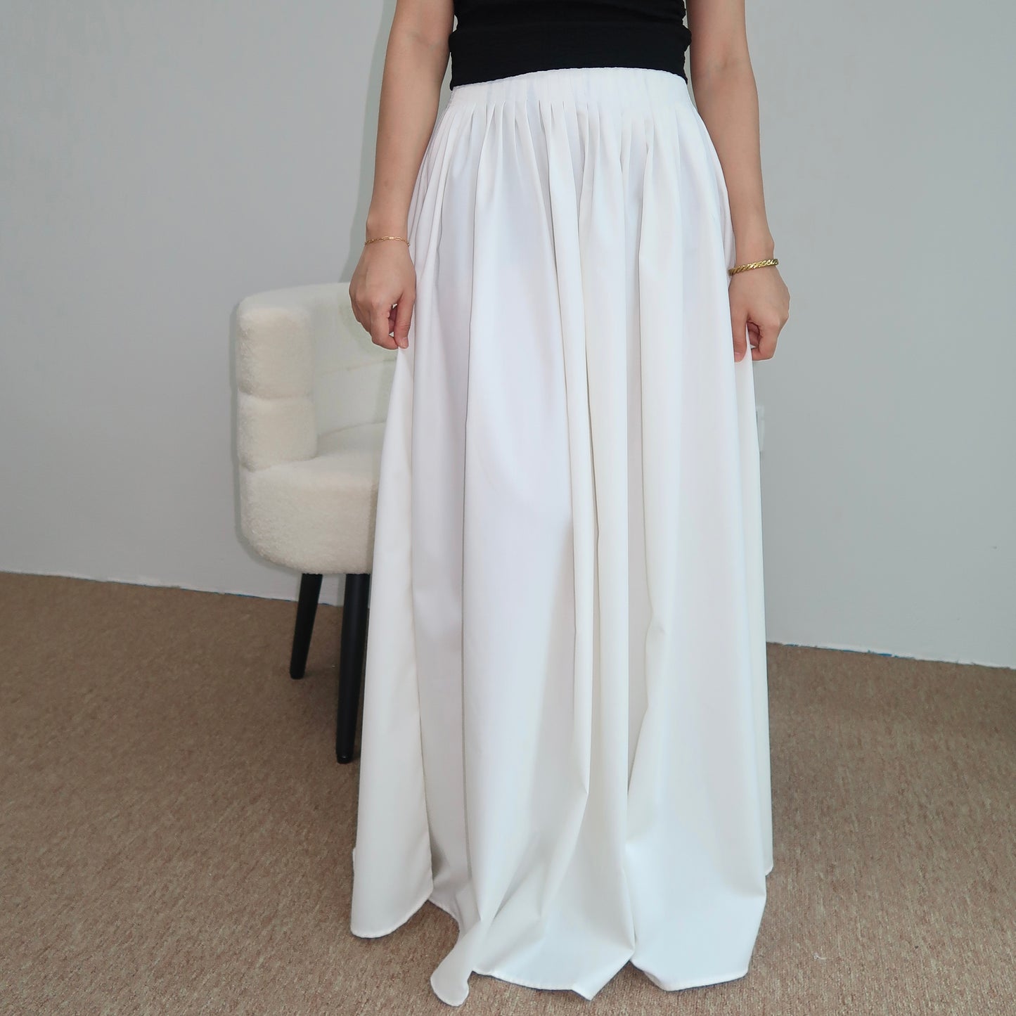 Flare Pleates Skirt in Cloudy