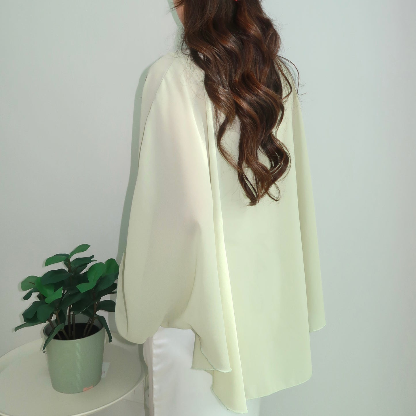 Flowy Chiffon Cape in Sage Green