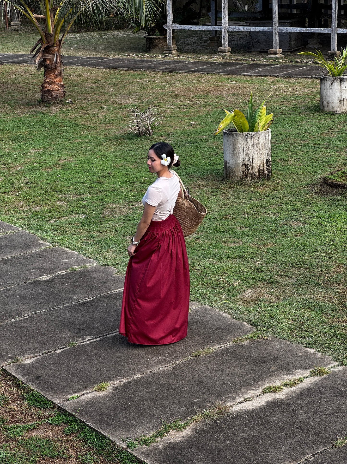 Flare Pleates Skirt in Ruby