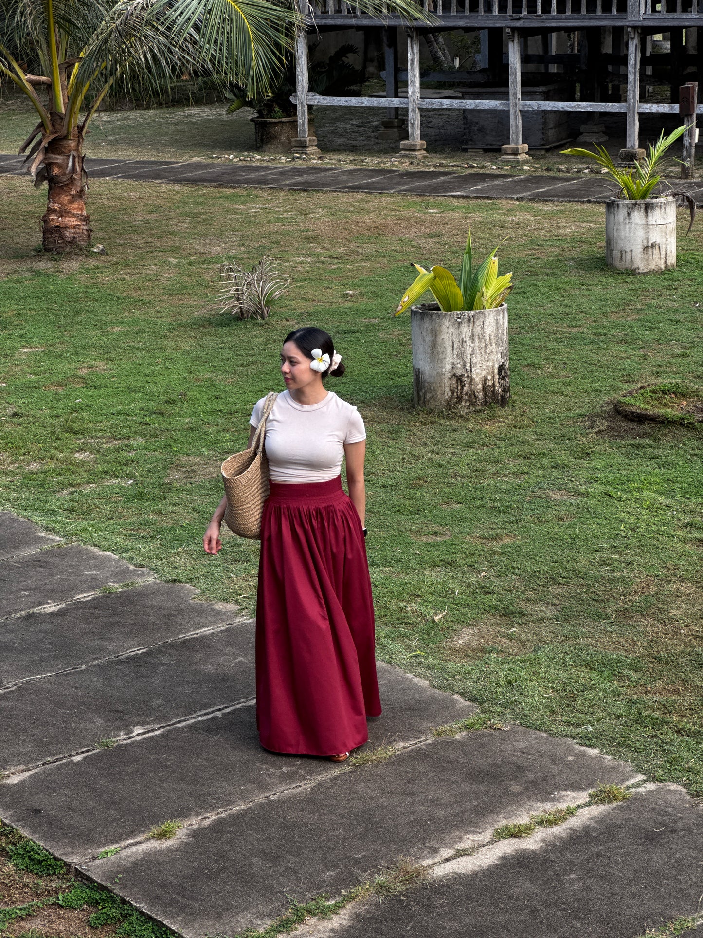 Flare Pleates Skirt in Ruby