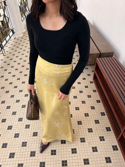 Lilly Bloom Maxi Skirt in Lime