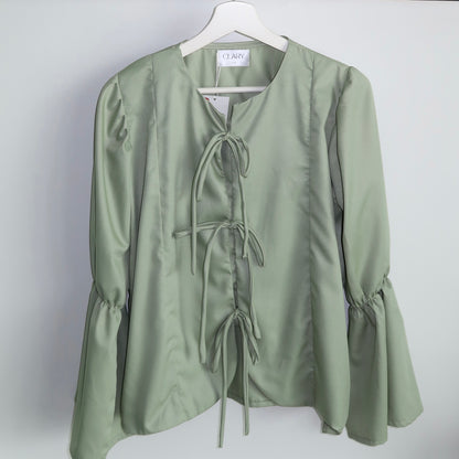 The Bow Blouse in Mint Green
