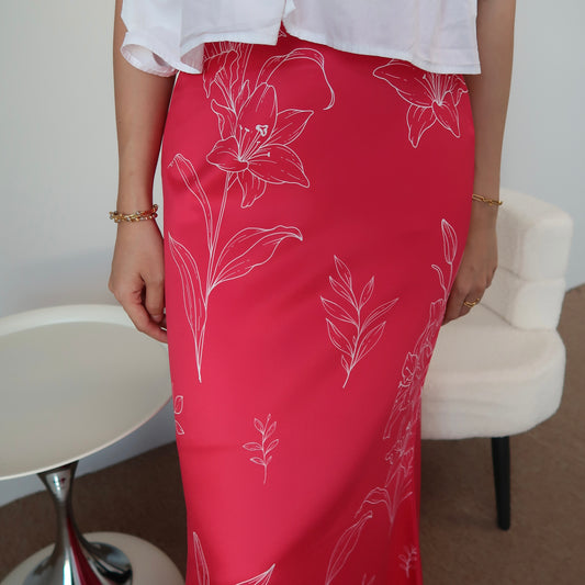 Lilly Bloom Maxi Skirt in Raspberry