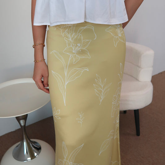 Lilly Bloom Maxi Skirt in Lime