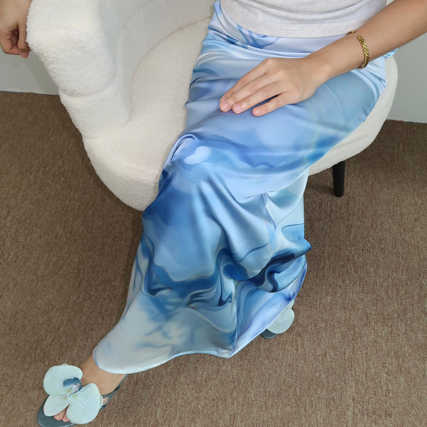 Classic Marble Skirt in Sky Blue