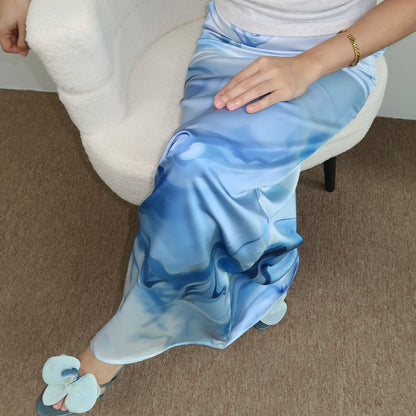 Classic Marble Skirt in Sky Blue