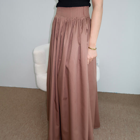 Flare Pleates Skirt in Toffee