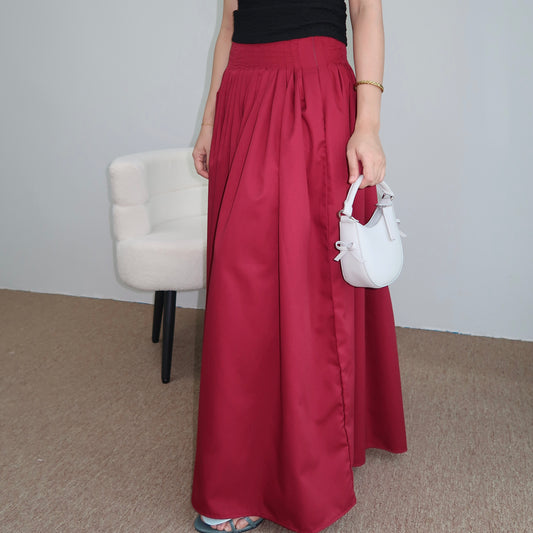 Flare Pleates Skirt in Ruby