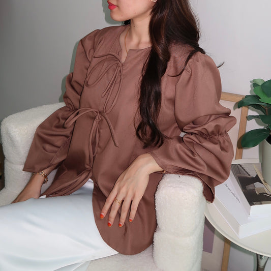 The Bow Blouse in Brown