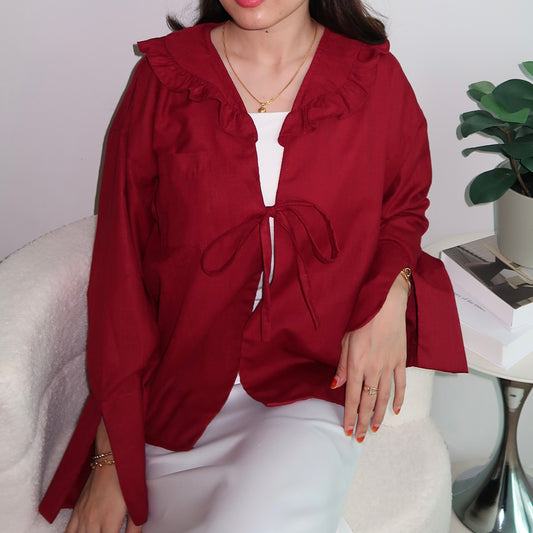 The Ruffle Top in Cherry