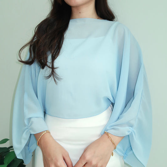 Flowy Chiffon Cape in Baby Blue