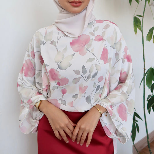 Printed Cape in Rosy Whisper
