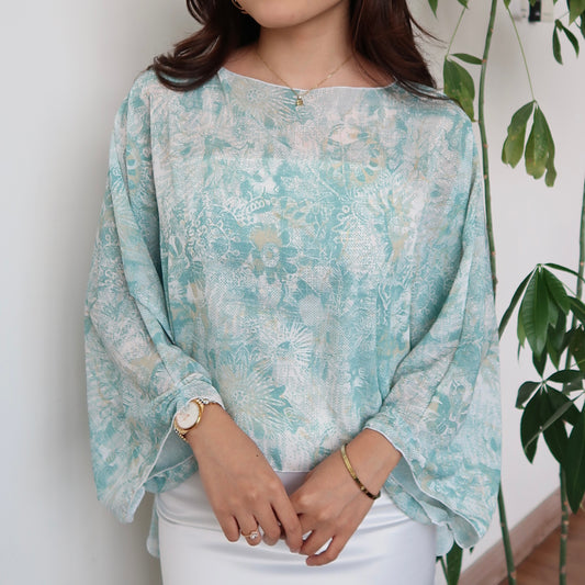 Printed Cape in Green Whisper