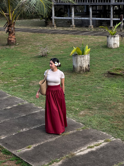 Flare Pleates Skirt in Ruby