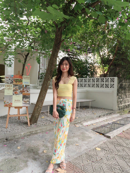 Pleated Season Skirt in Sunny Petals