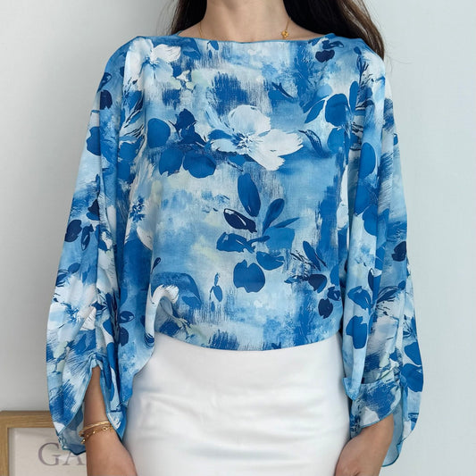 Printed Cape in Ocean Bloom